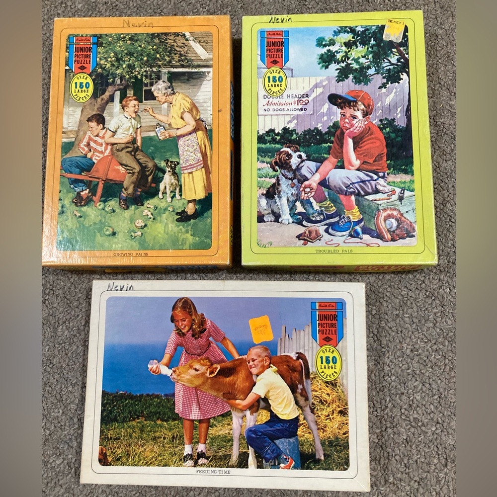 WarrenBuilt Rite VTG Puzzle Growing Pains/Troubled Pals/Feeding Time 150+ Pieces